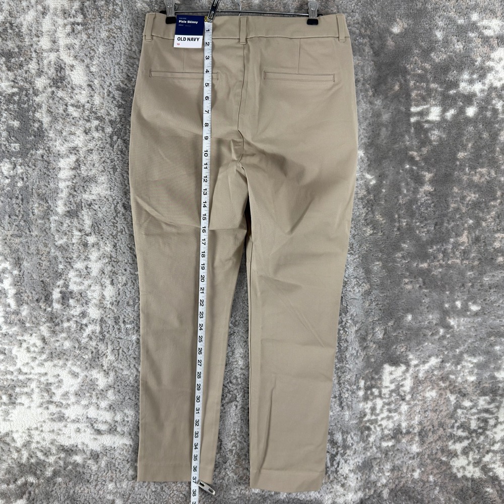 New Old Navy Size 10 High-Rise Pixie Skinny Ankle‎ Chino Pants Tan Women - Picture 2 of 12